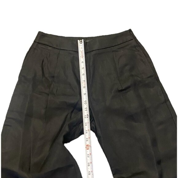 J Crew Pants Womens 10 Black Wide Leg Crop Pleated High Rise Linen NWT $128 - Picture 6 of 9